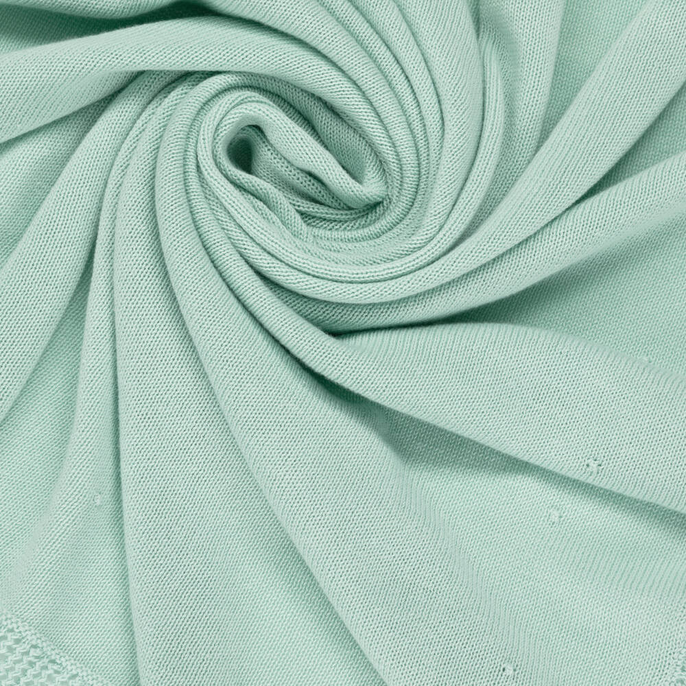 PAZ Rodríguez-Green Cotton Knit Baby Shawl (106cm) | Childrensalon