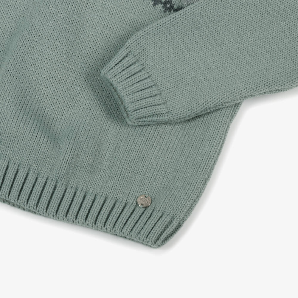 PAZ Rodríguez-Green Knitted Fair Isle Sweater | Childrensalon
