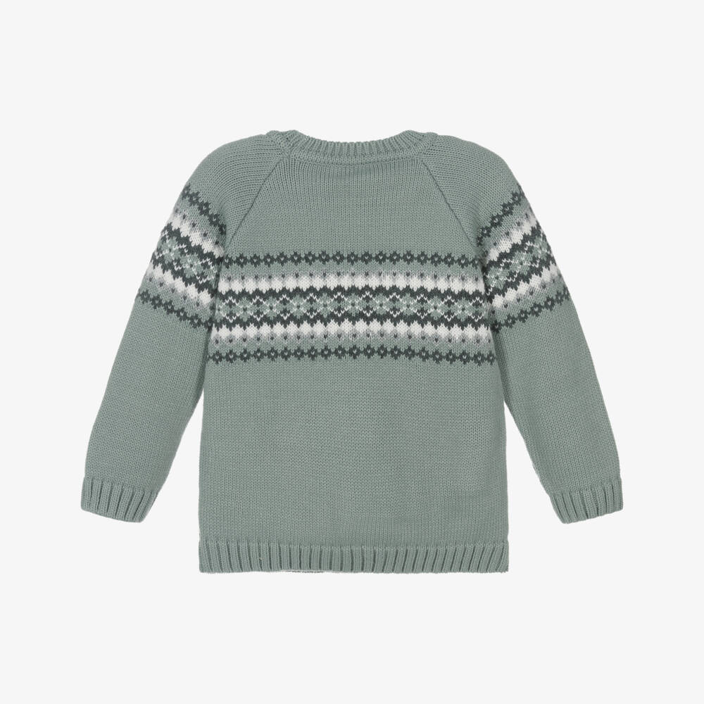 PAZ Rodríguez-Green Knitted Fair Isle Sweater | Childrensalon