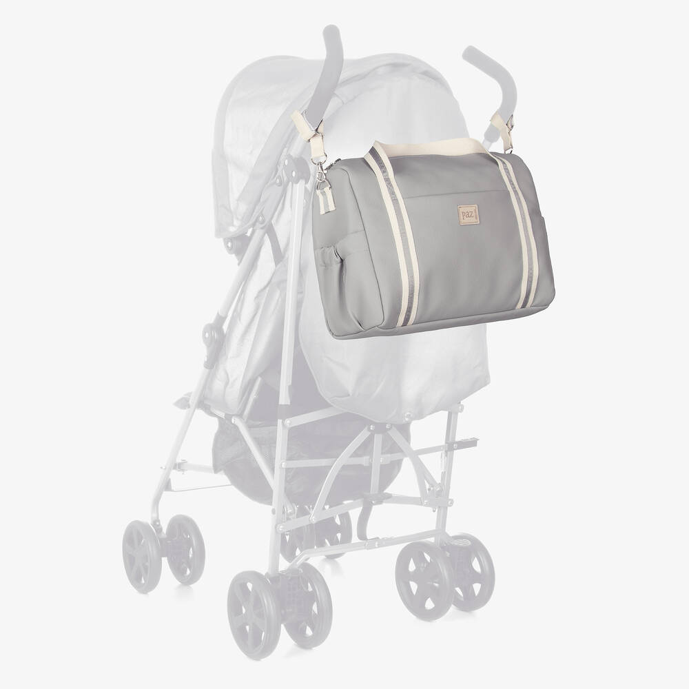 PAZ Rodríguez-Grey Faux Leather Changing Bag (36cm) | Childrensalon
