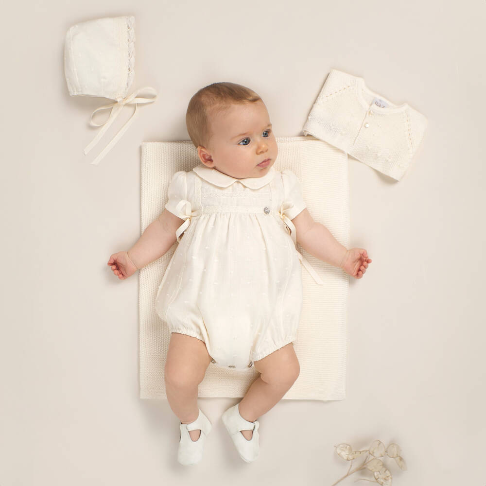 PAZ Rodríguez-Ivory Cotton Bonnet | Childrensalon
