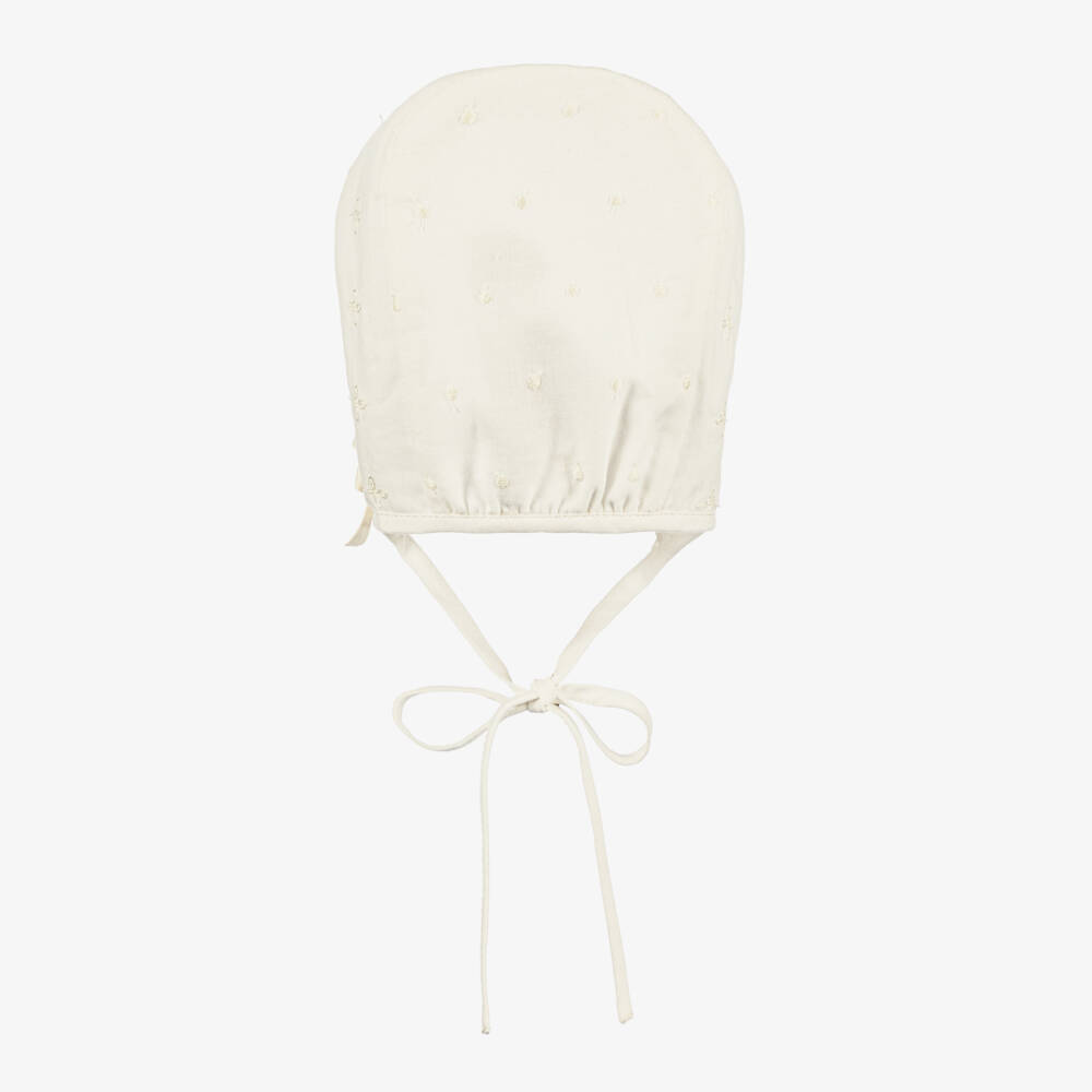 PAZ Rodríguez-Ivory Cotton Bonnet | Childrensalon