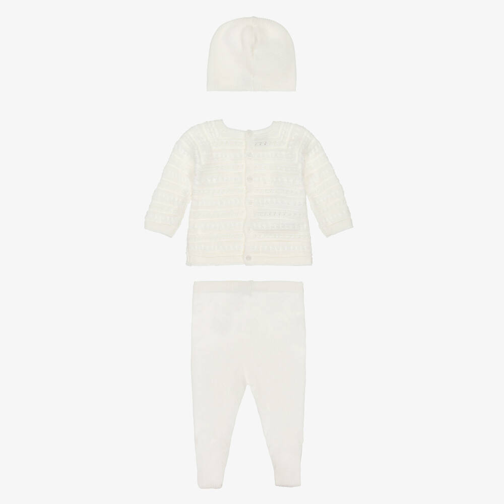 PAZ Rodríguez-Ivory Cotton & Cashmere Knitted Babysuit Set  | Childrensalon