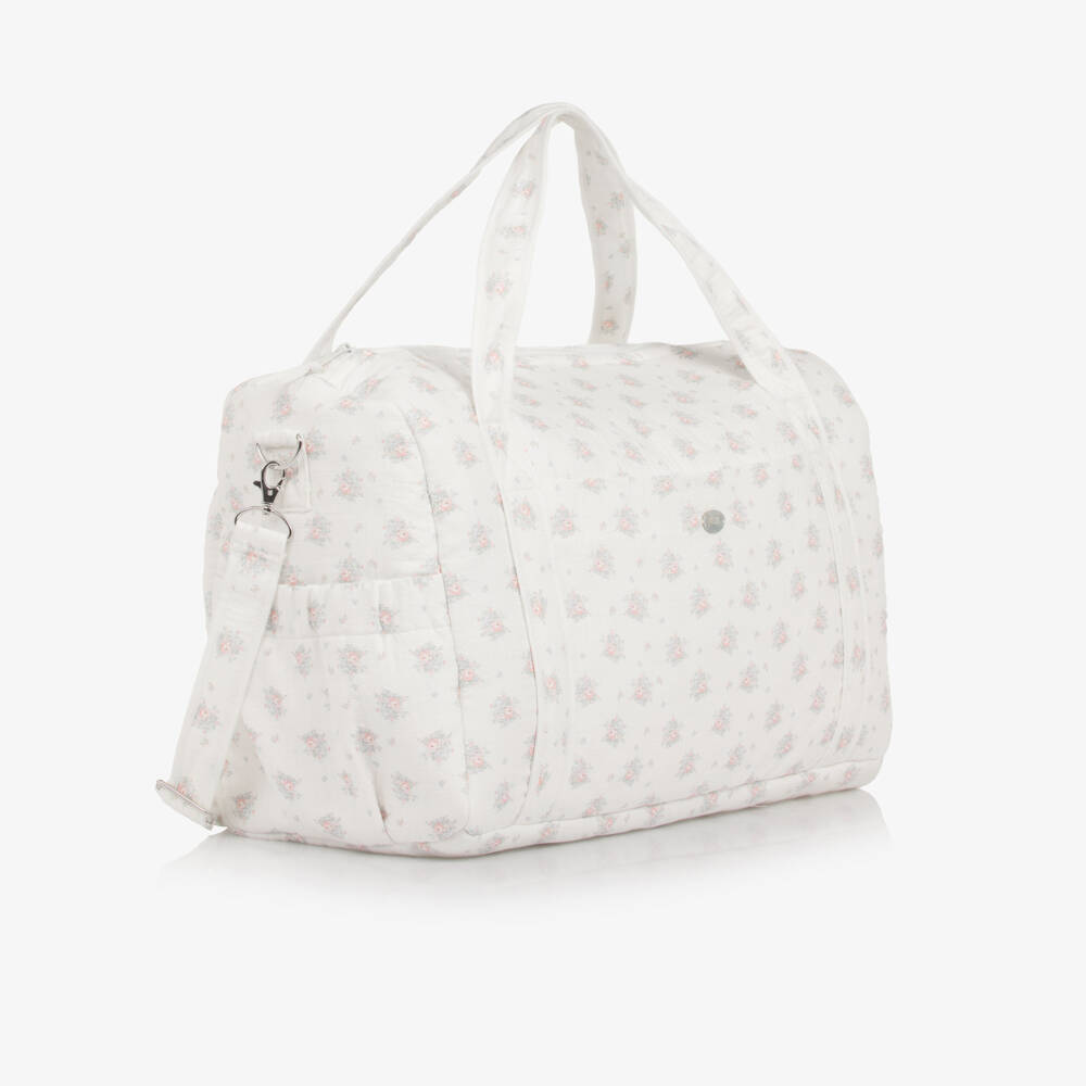 PAZ Rodríguez-Ivory Cotton Floral Weekend Changing Bag (40cm) | Childrensalon