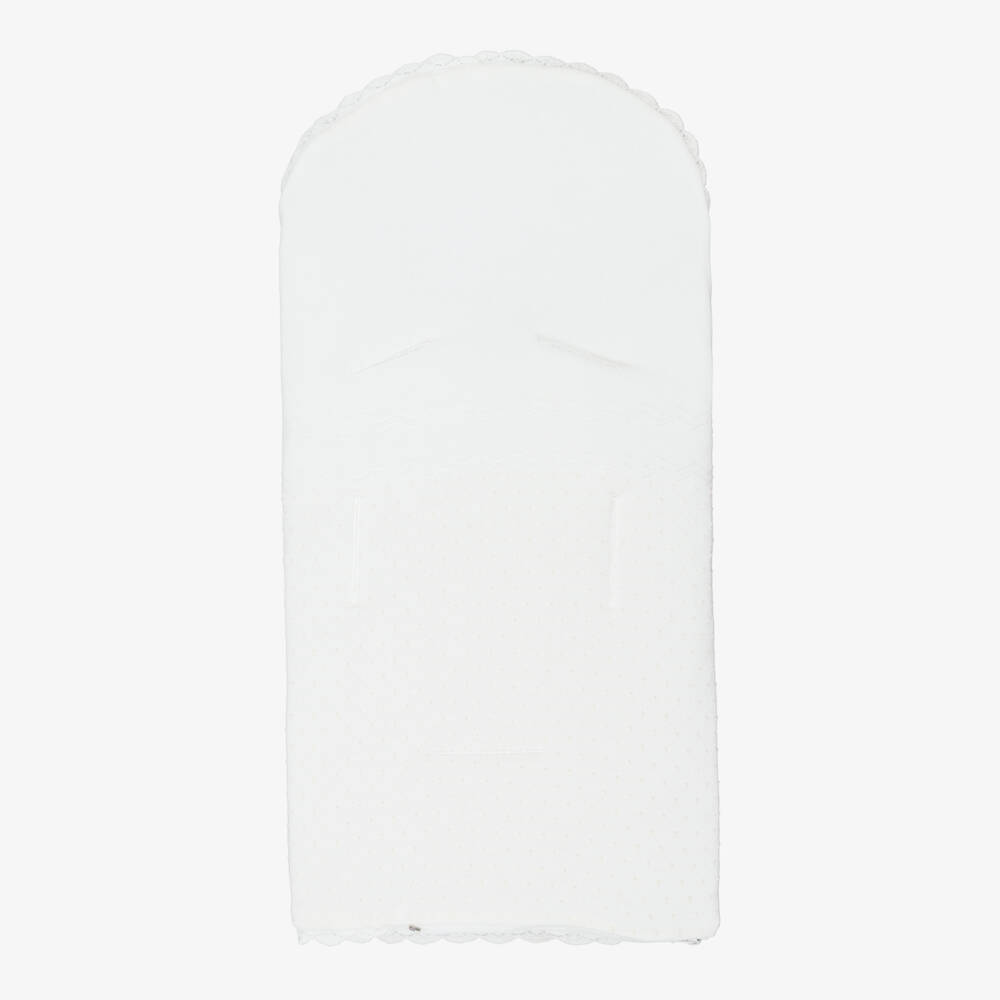 PAZ Rodríguez-Ivory Cotton Knit Baby Nest with Knot Stitch Details (77cm) | Childrensalon