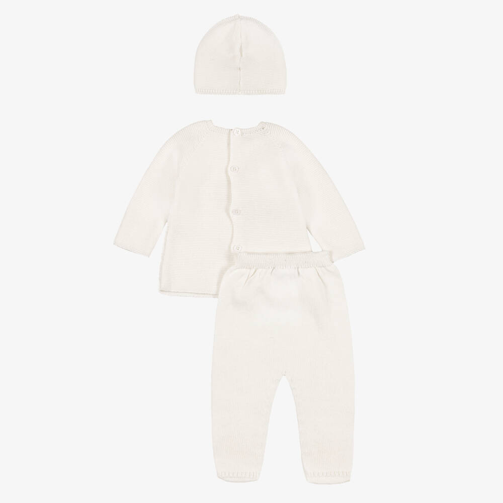 PAZ Rodríguez-Ivory Cotton Knit Blanket & Babysuit Set | Childrensalon
