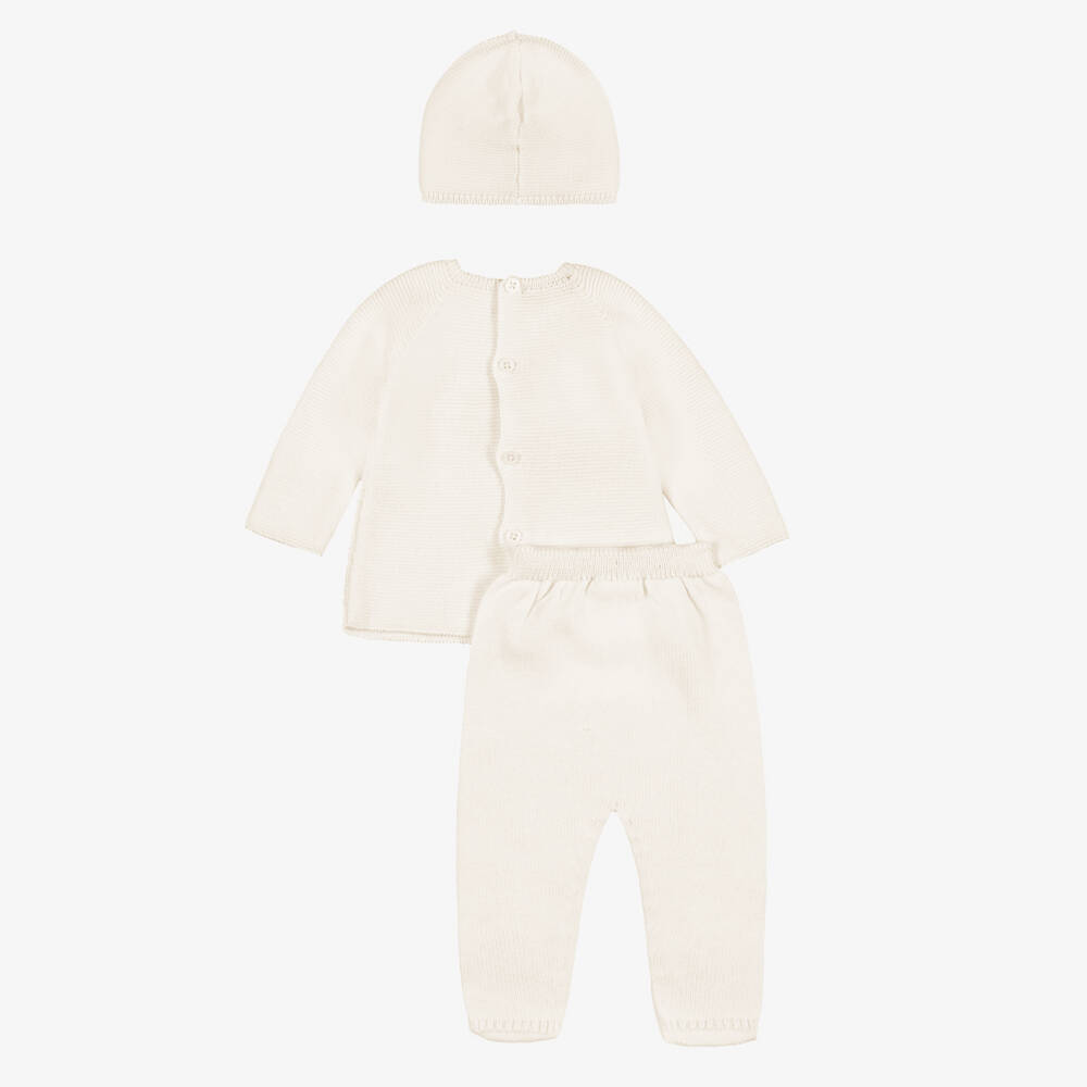 PAZ Rodríguez-Ivory Cotton Knit Blanket & Babysuit Set | Childrensalon