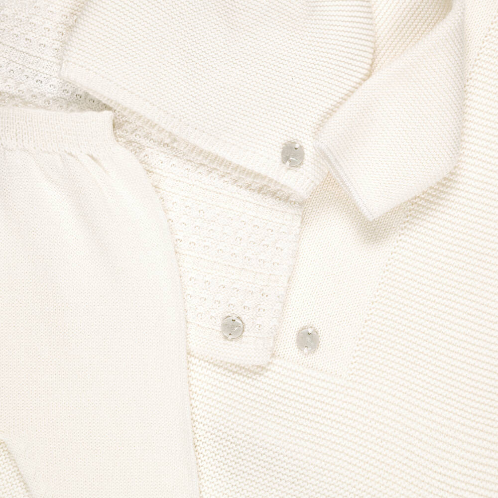 PAZ Rodríguez-Ivory Cotton Knit Blanket & Babysuit Set | Childrensalon