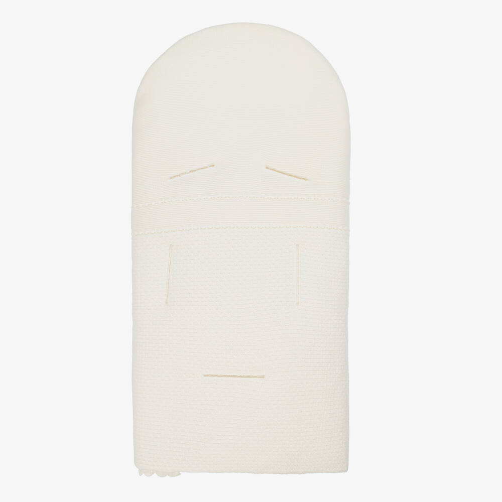 PAZ Rodríguez-Ivory Knitted Baby Nest with Scalloped Trim (75cm) | Childrensalon