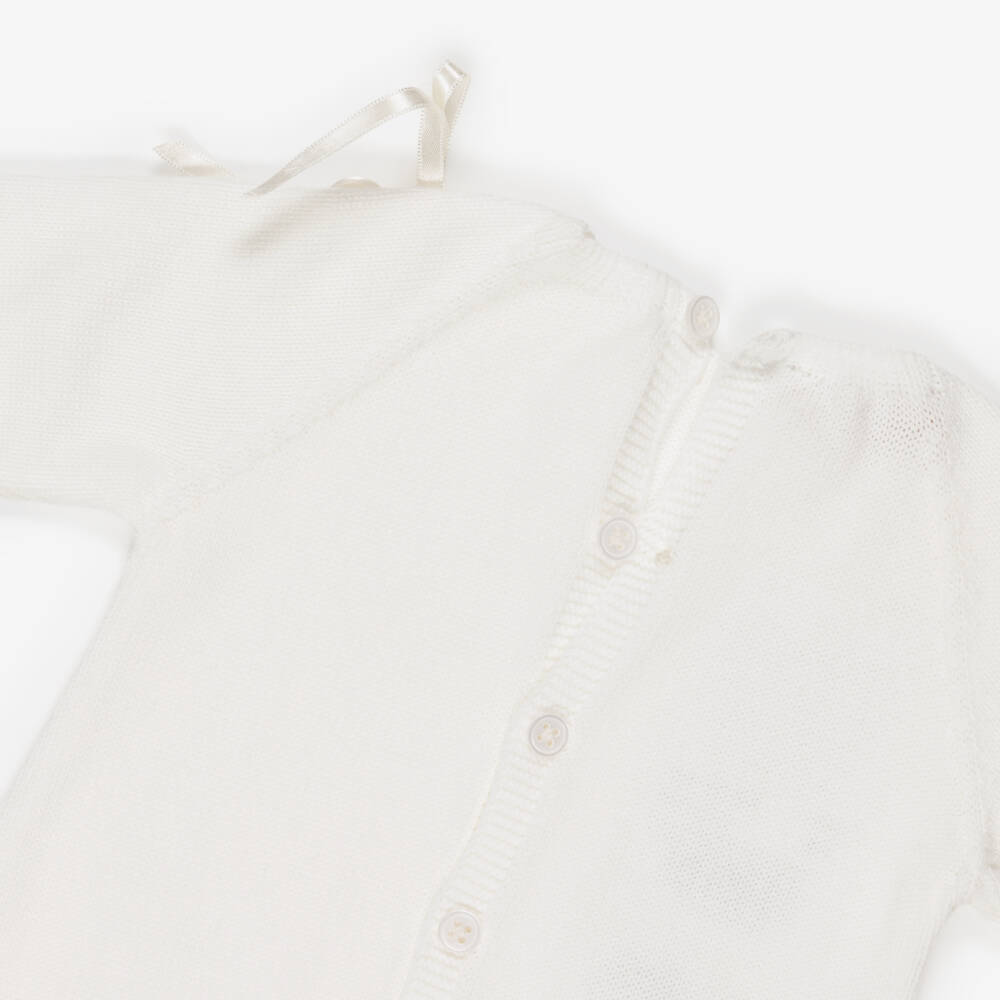 PAZ Rodríguez-Ivory Knitted Cotton Babysuit & Bonnet Set | Childrensalon