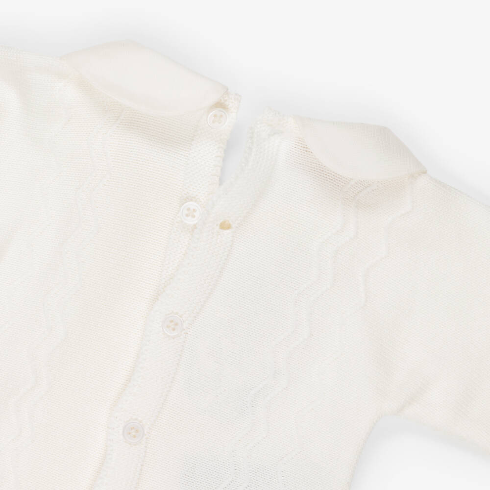 PAZ Rodríguez-Ivory Knitted Cotton Babysuit & Hat Set | Childrensalon