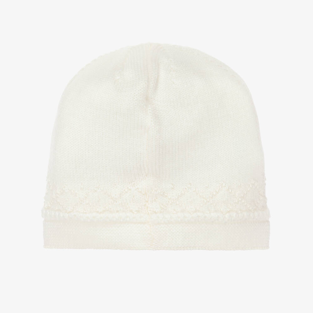PAZ Rodríguez-Ivory Knitted Merino Wool Baby Hat | Childrensalon