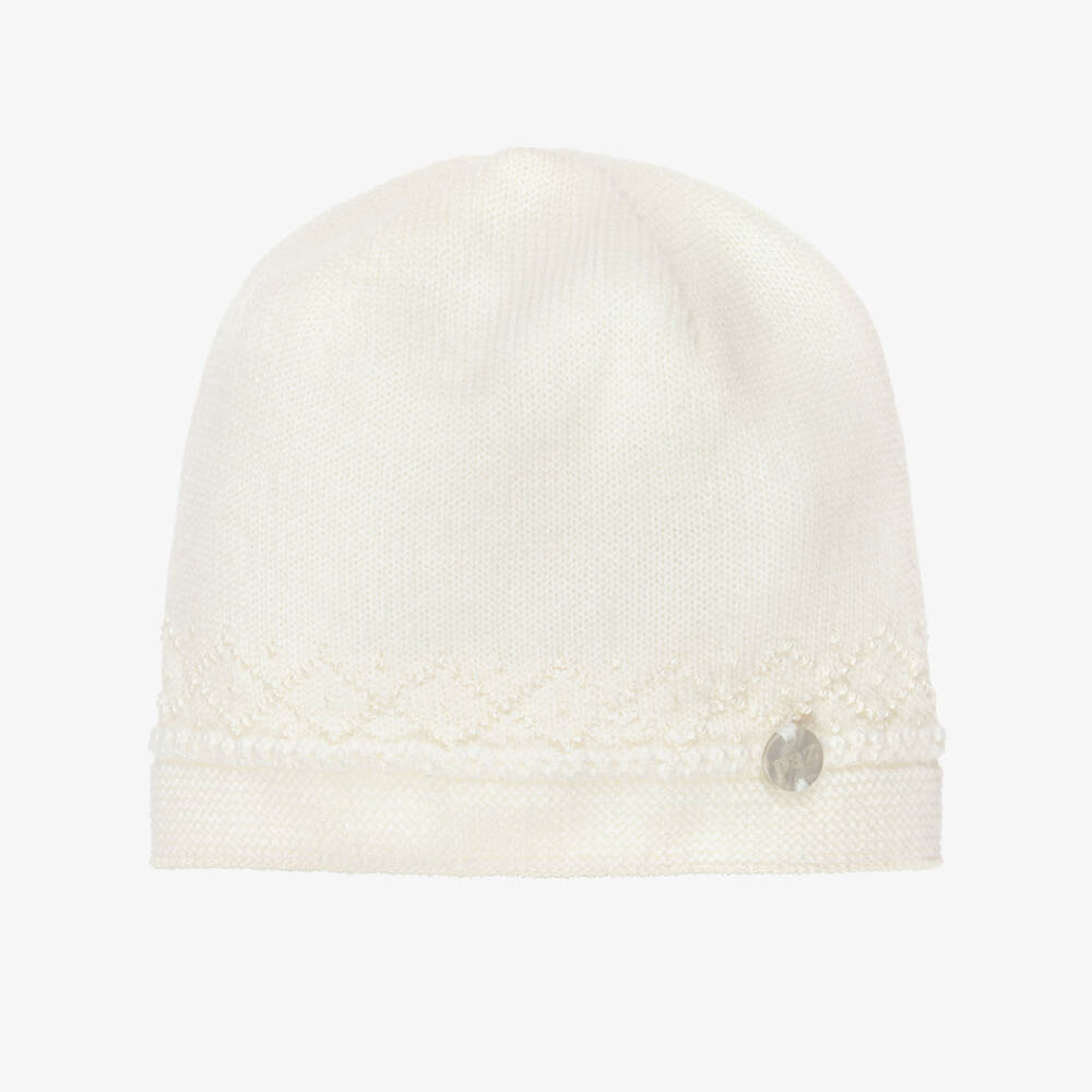 PAZ Rodríguez-Ivory Knitted Merino Wool Baby Hat | Childrensalon