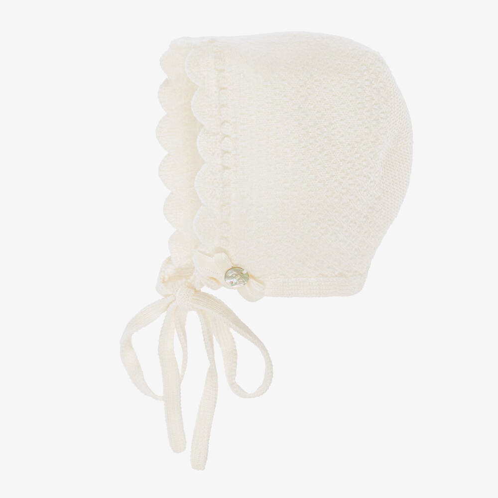 PAZ Rodríguez-Ivory Knitted Wool Babygrow & Bonnet Set  | Childrensalon