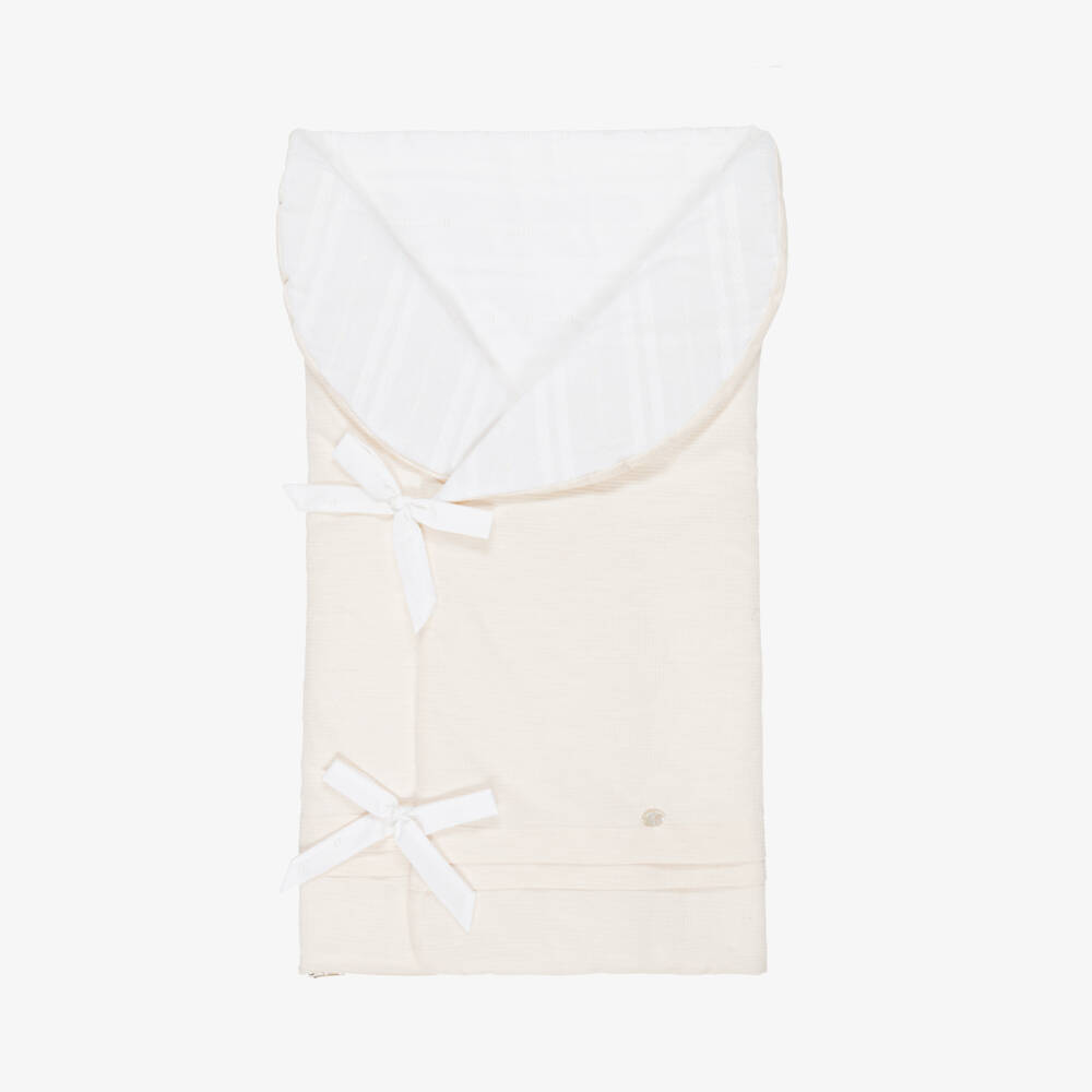 PAZ Rodríguez-Ivory Textured Cotton Baby Nest (68cm) | Childrensalon