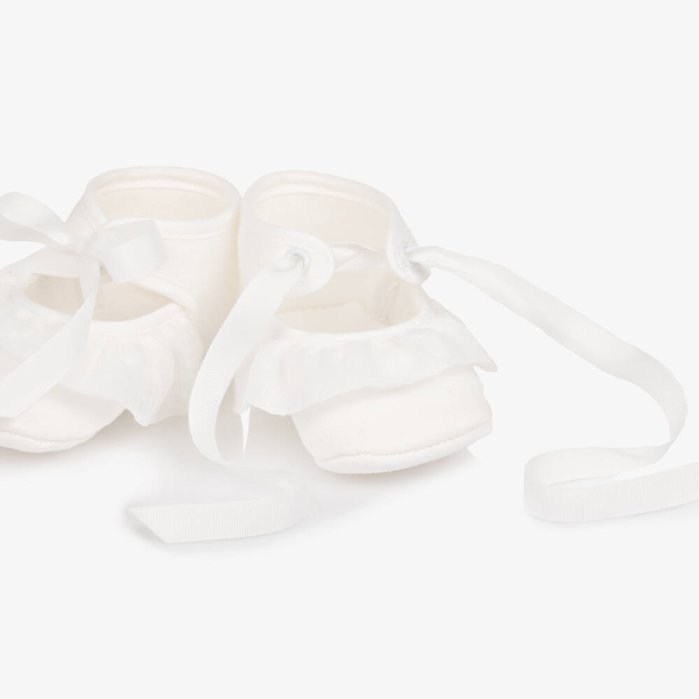 PAZ Rodríguez-Ivory Tie-Up Ruffle Pre-Walkers | Childrensalon