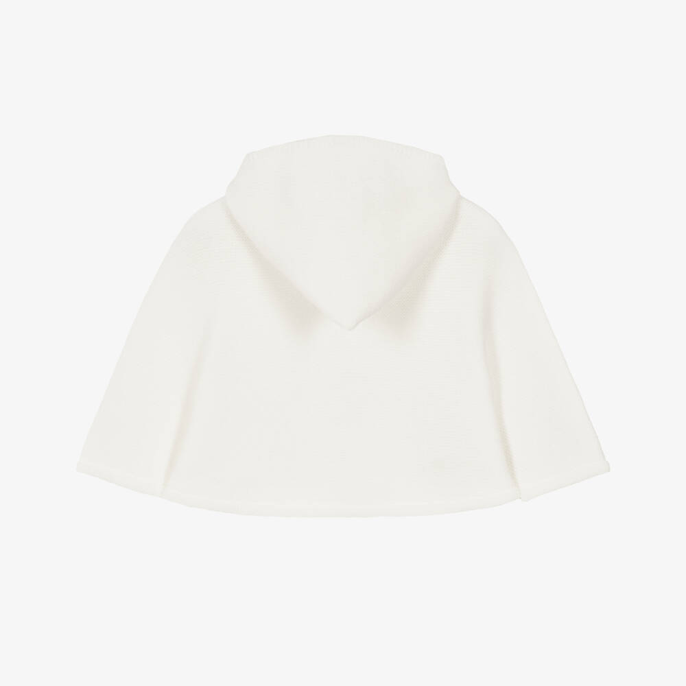 PAZ Rodríguez-Ivory Wool Knit Baby Cape with Hood | Childrensalon
