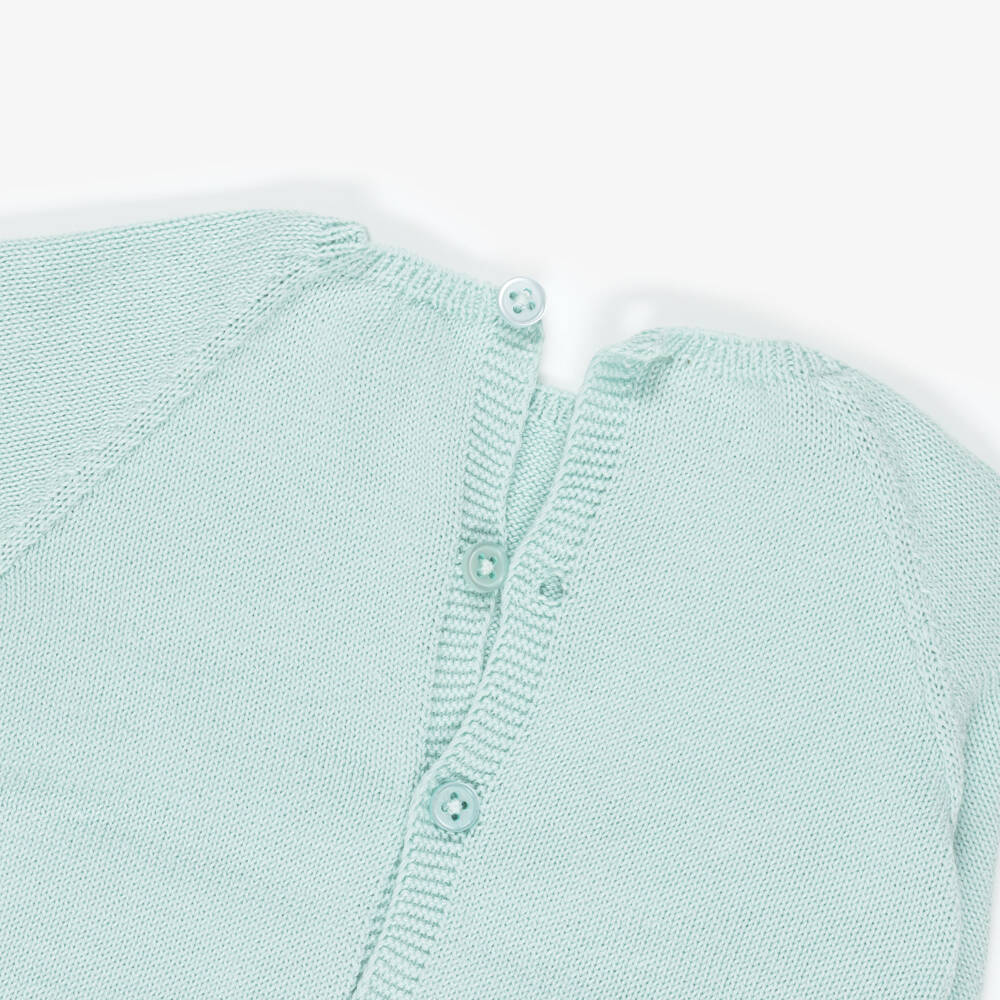 PAZ Rodríguez-Mint Green Cotton Knit 2 Piece Babygrow | Childrensalon