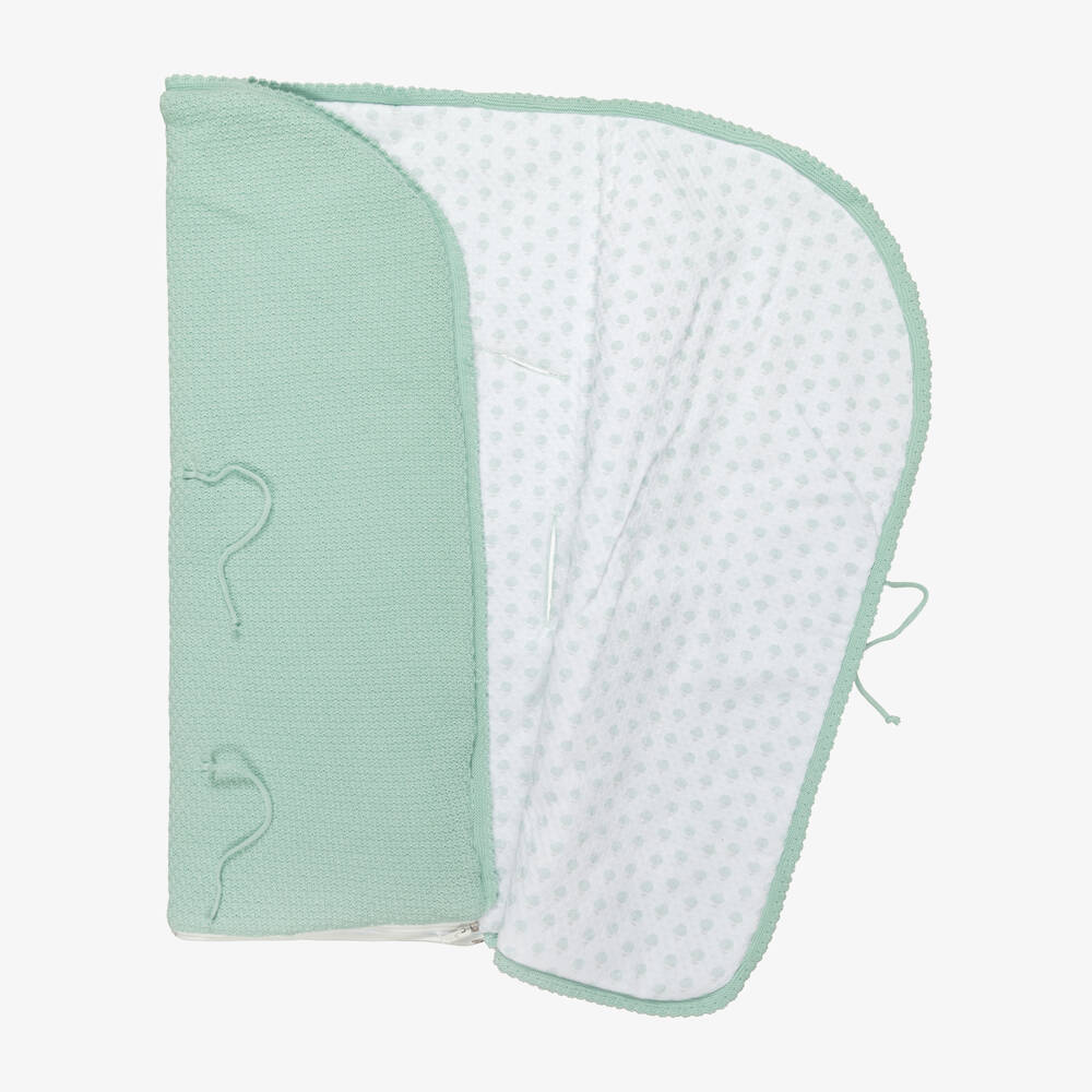 PAZ Rodríguez-Mint Green Knitted Cotton Baby Nest (69cm) | Childrensalon