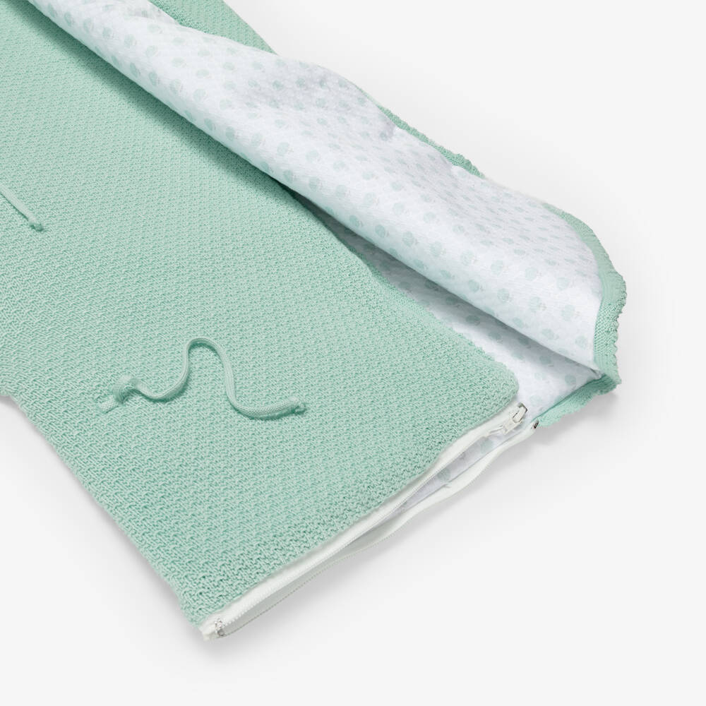 PAZ Rodríguez-Mint Green Knitted Cotton Baby Nest (69cm) | Childrensalon