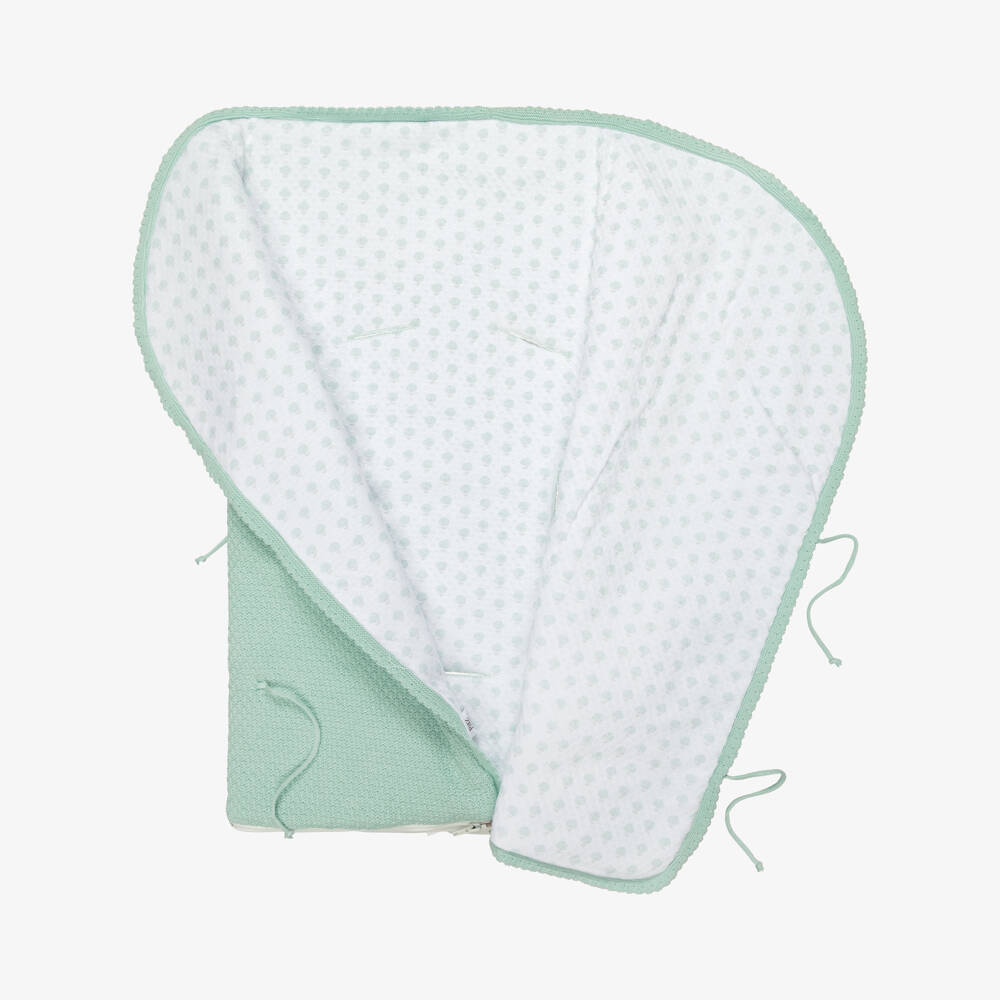 PAZ Rodríguez-Mint Green Knitted Cotton Baby Nest (69cm) | Childrensalon