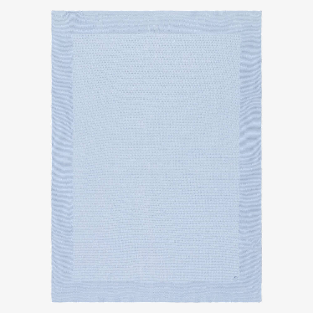 PAZ Rodríguez-Pale Blue Cotton Knit Baby Blanket (98cm) | Childrensalon