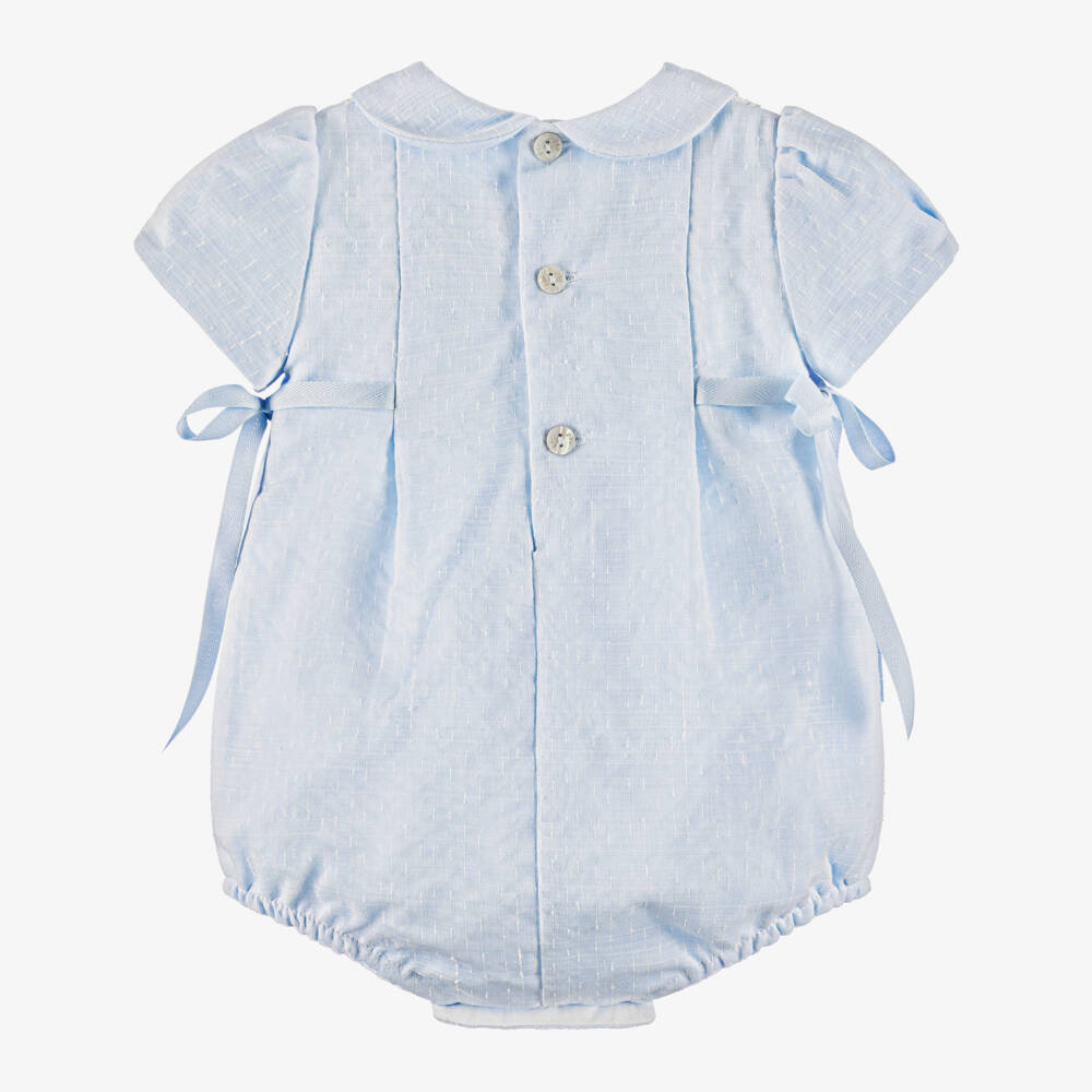 PAZ Rodríguez-Pale Blue Lace Trimmed Shortie with Ribbon Ties | Childrensalon