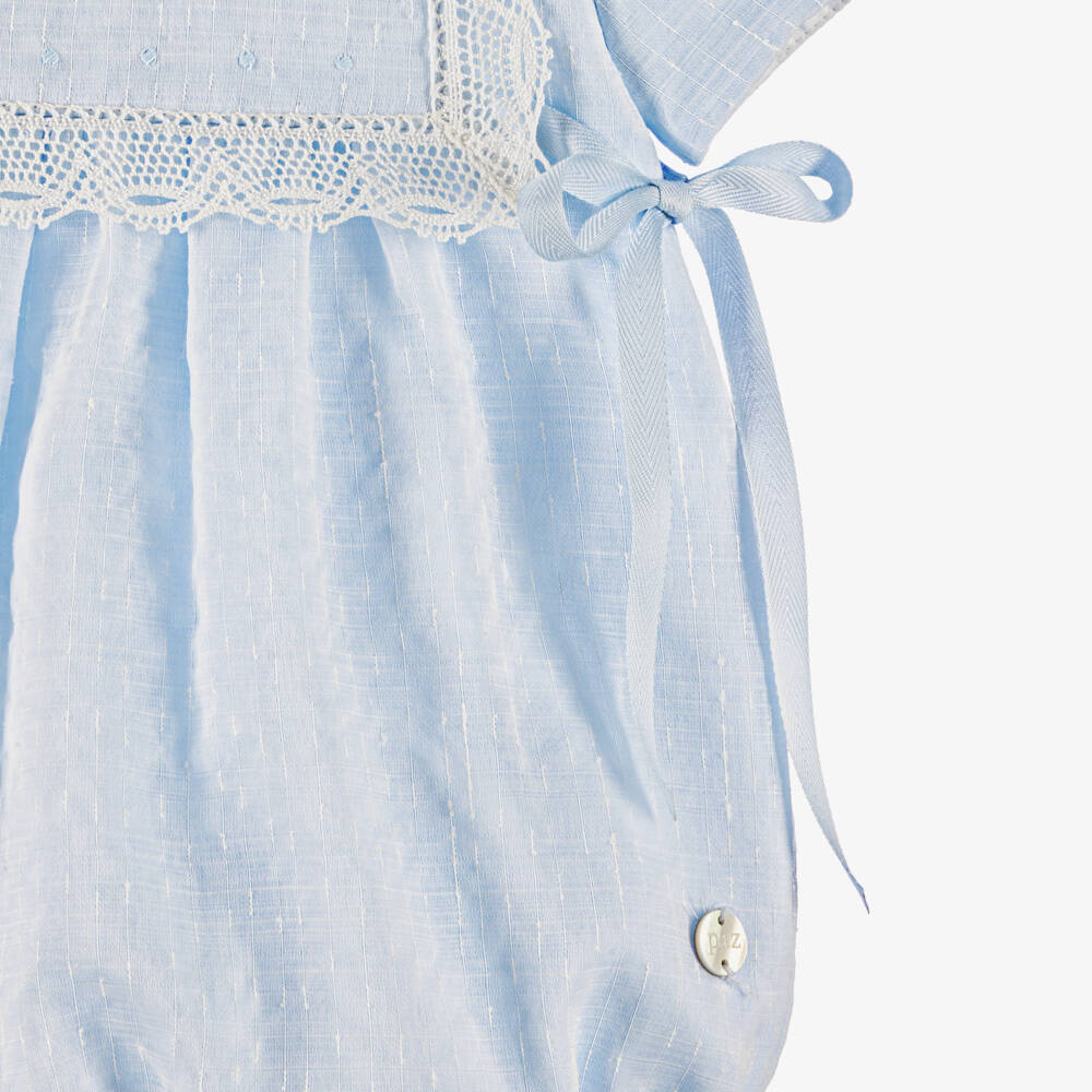 PAZ Rodríguez-Pale Blue Lace Trimmed Shortie with Ribbon Ties | Childrensalon