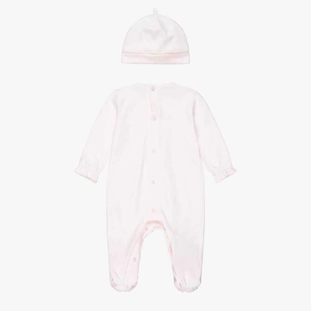 PAZ Rodríguez-Pale Pink Cotton Jersey Babygrow & Hat Set with Blanket  | Childrensalon