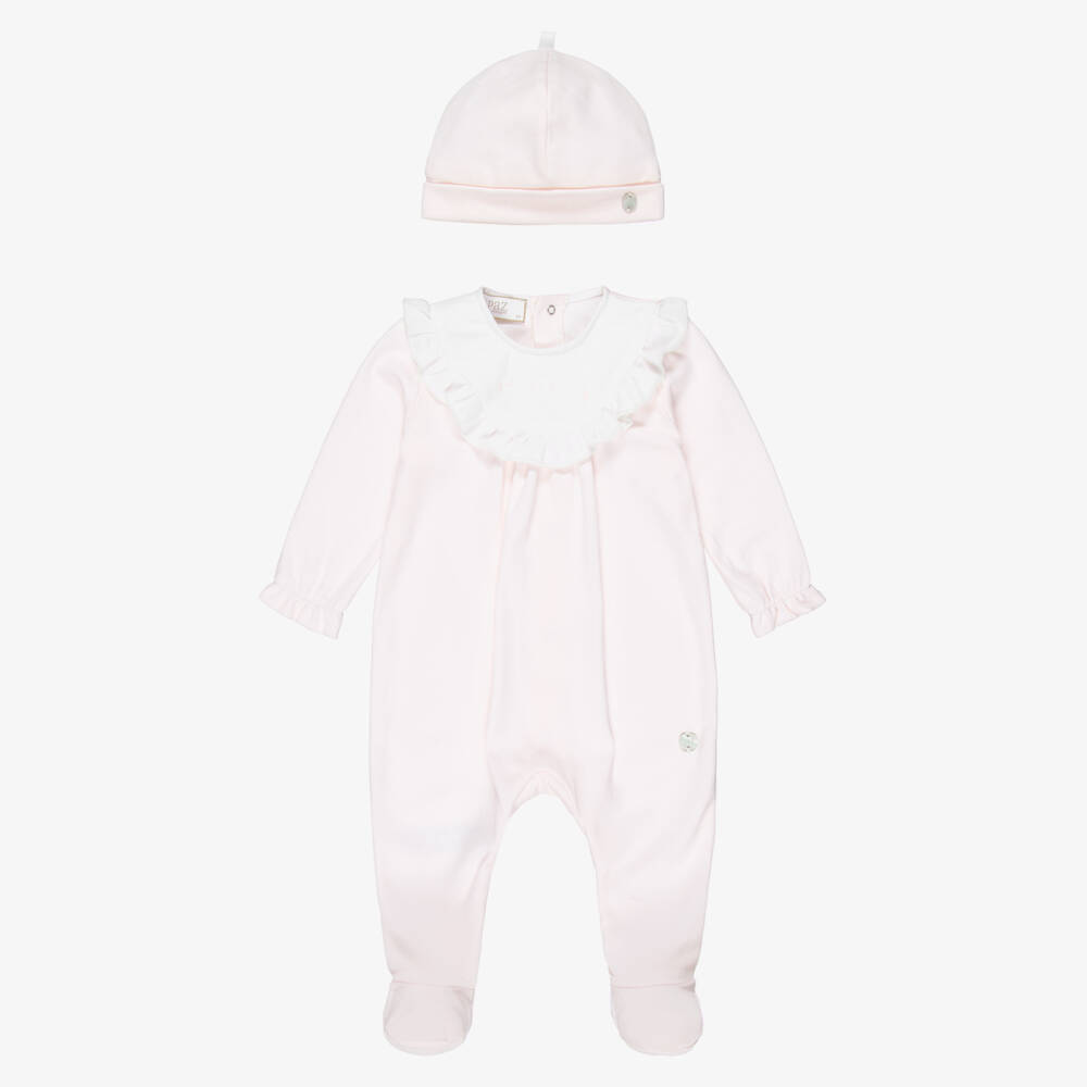 PAZ Rodríguez-Pale Pink Cotton Jersey Babygrow & Hat Set with Blanket  | Childrensalon