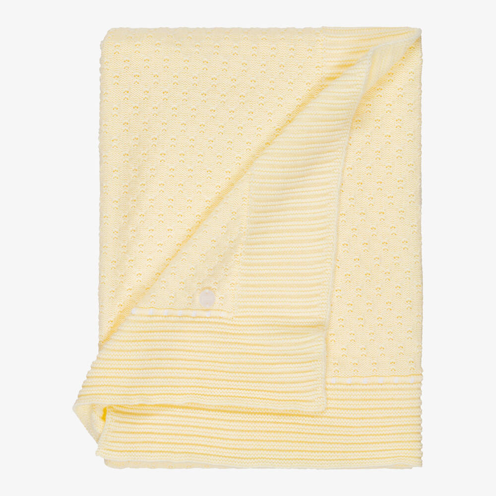 PAZ Rodríguez-Pale Yellow Cotton Knit Baby Blanket (106cm) | Childrensalon