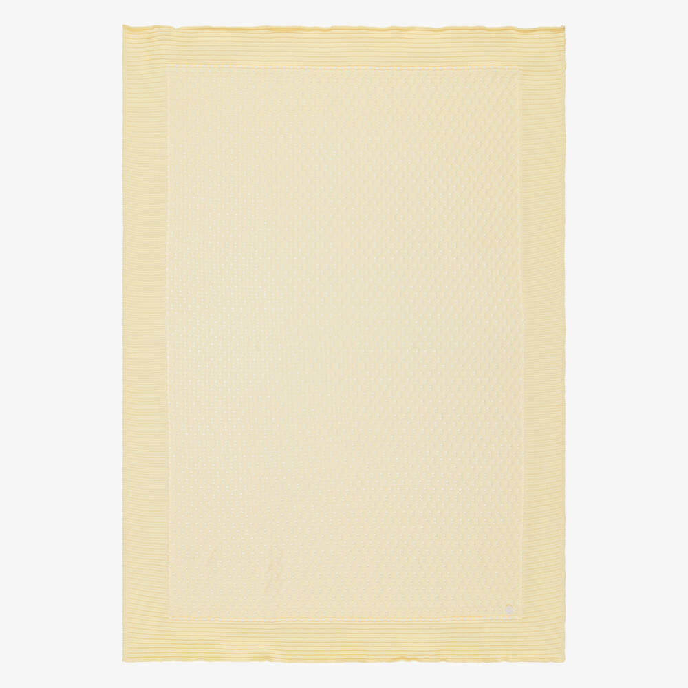 PAZ Rodríguez-Pale Yellow Cotton Knit Baby Blanket (98cm) | Childrensalon