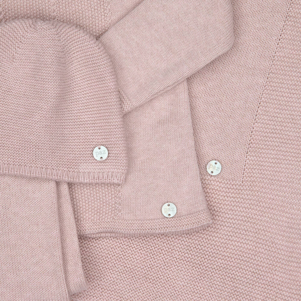 PAZ Rodríguez-Pink Cotton Knit Babysuit Gift Set with Blanket | Childrensalon