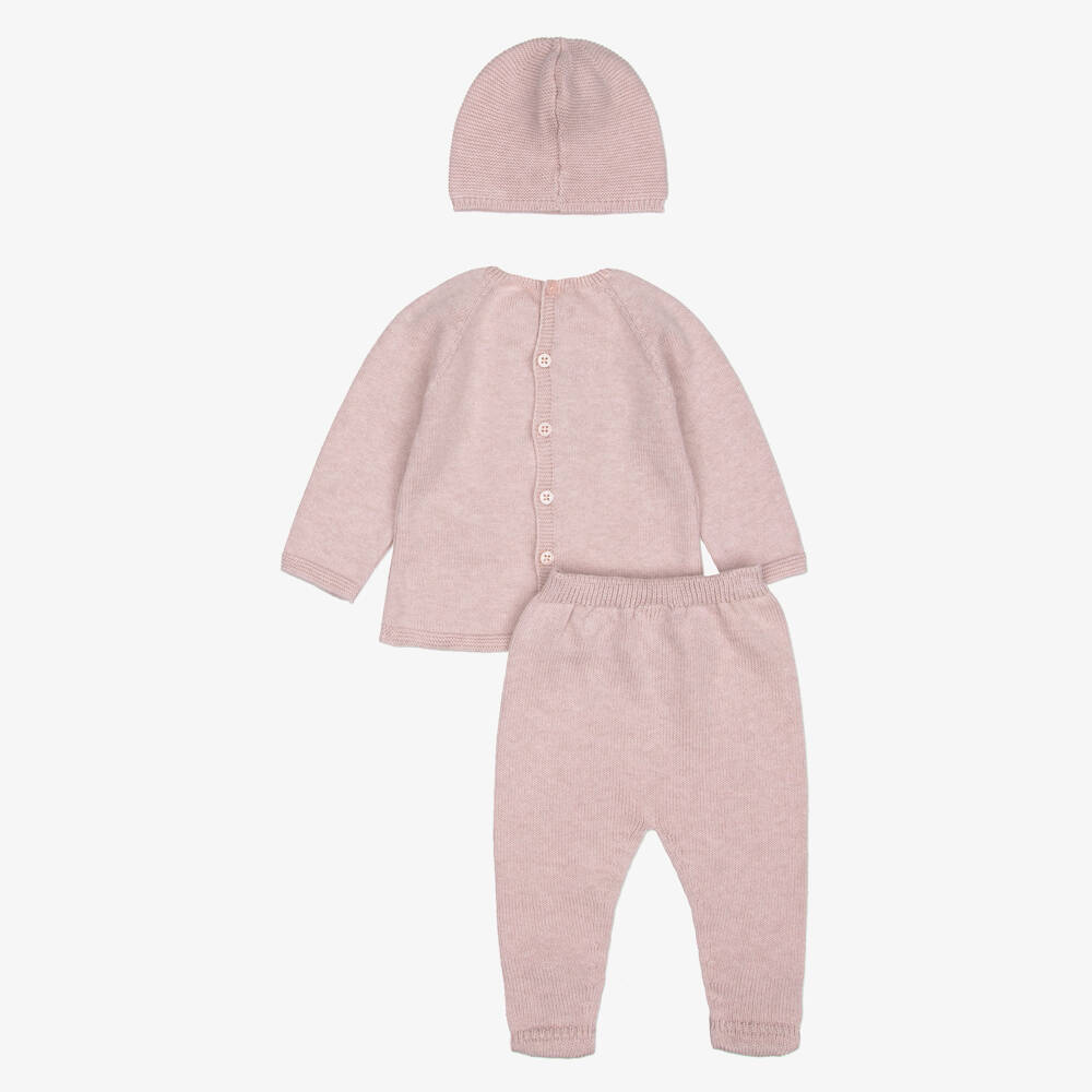 PAZ Rodríguez-Pink Cotton Knit Babysuit Gift Set with Blanket | Childrensalon