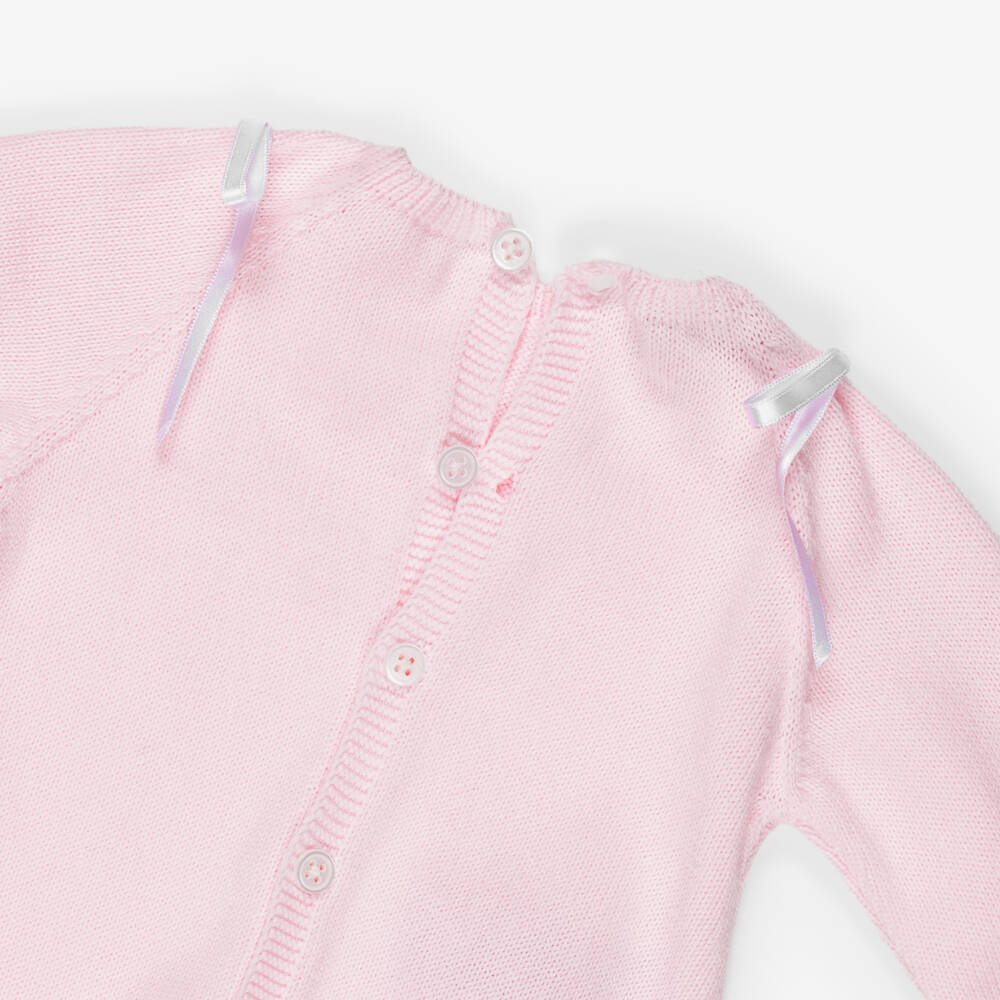 PAZ Rodríguez-Pink Knitted Cotton Babysuit & Bonnet Set | Childrensalon