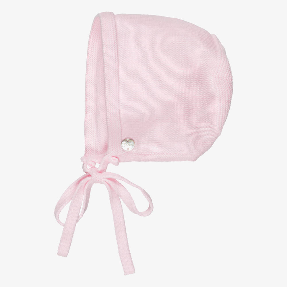 PAZ Rodríguez-Pink Knitted Cotton Babysuit & Bonnet Set | Childrensalon