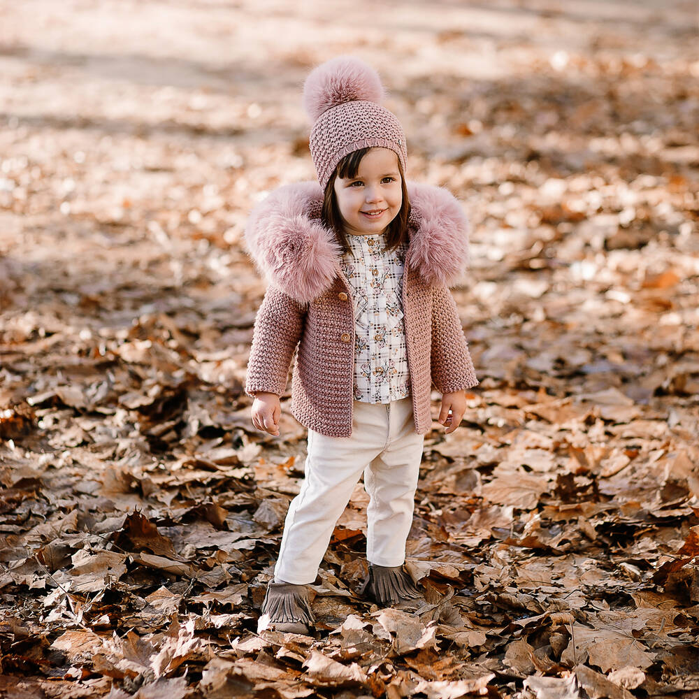 PAZ Rodríguez-Pink Knitted Wool Jacket | Childrensalon