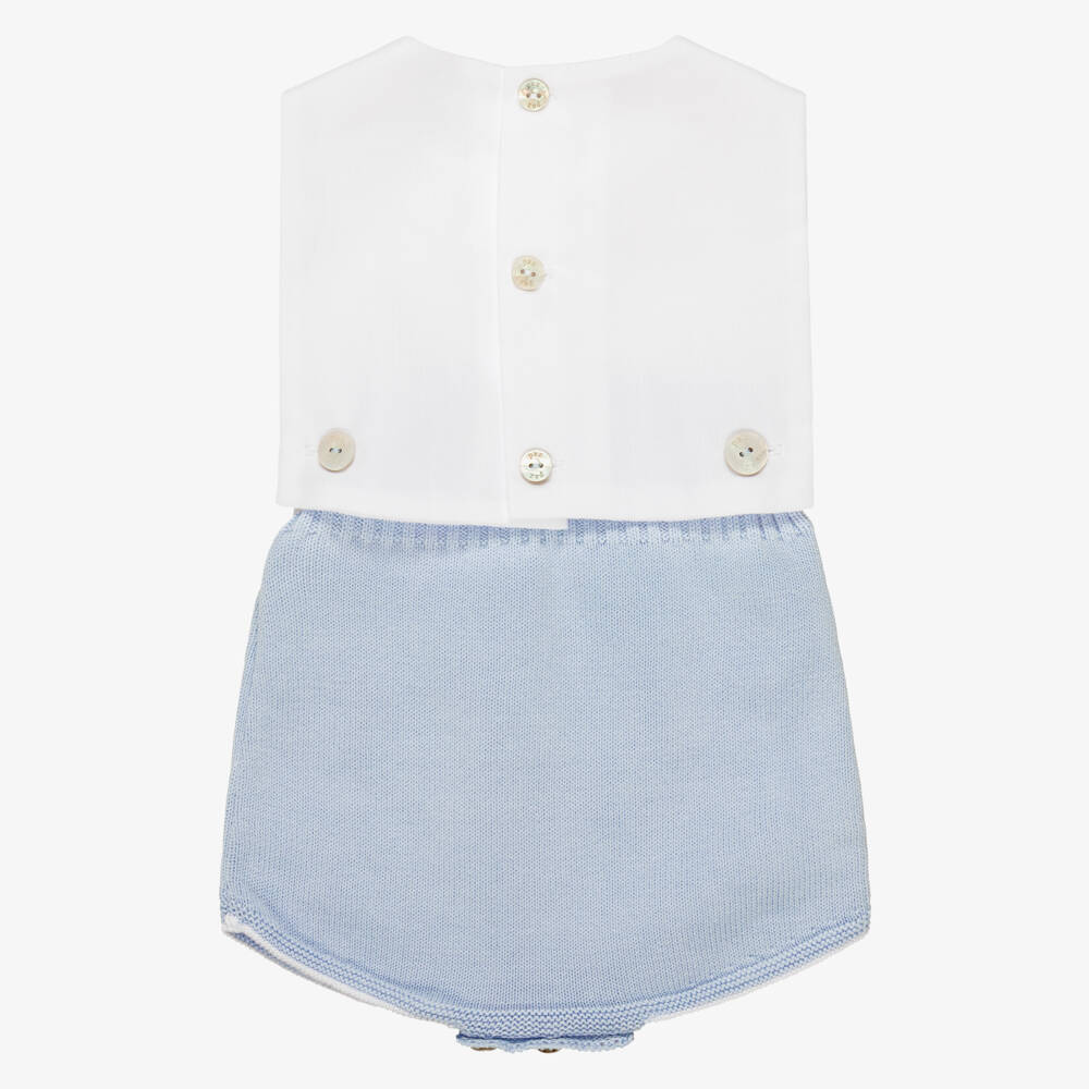 PAZ Rodríguez-White & Blue Cotton Baby Shortie | Childrensalon