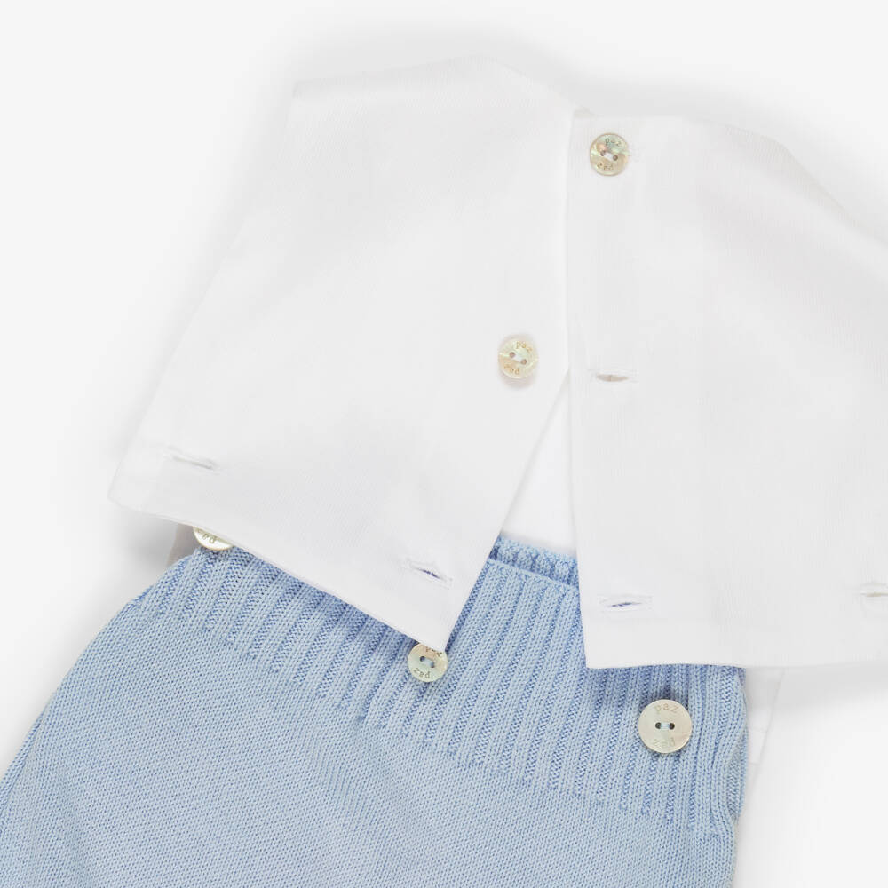 PAZ Rodríguez-White & Blue Cotton Baby Shortie | Childrensalon