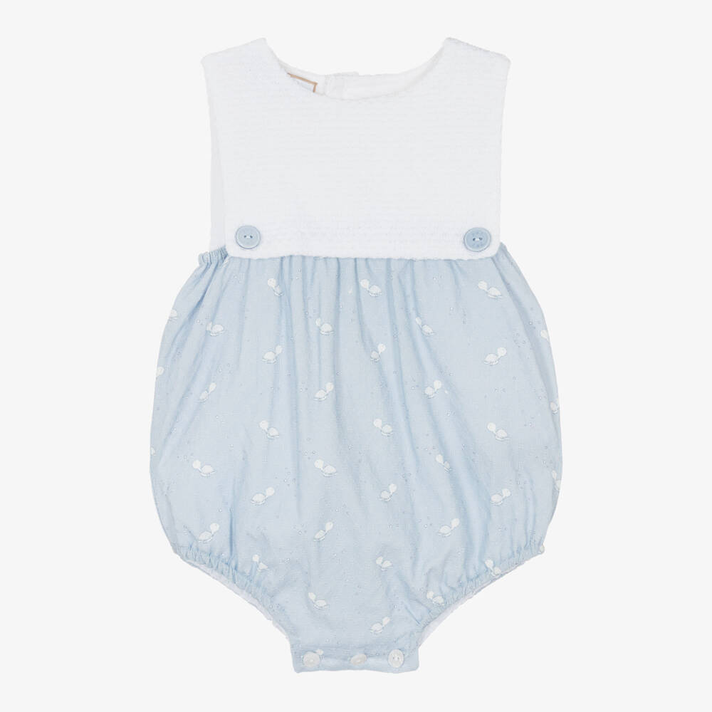 PAZ Rodríguez-White & Blue Turtle Print Cotton Shortie | Childrensalon