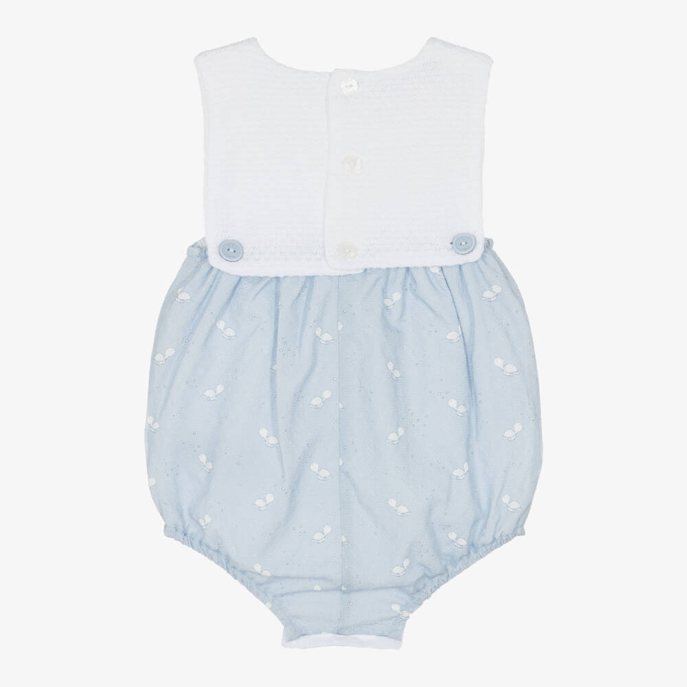PAZ Rodríguez-White & Blue Turtle Print Cotton Shortie | Childrensalon
