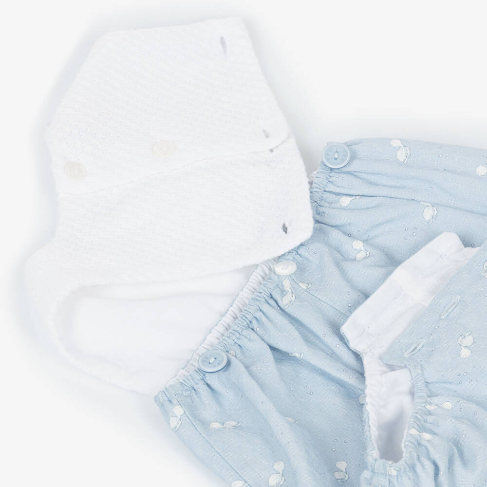 PAZ Rodríguez-White & Blue Turtle Print Cotton Shortie | Childrensalon