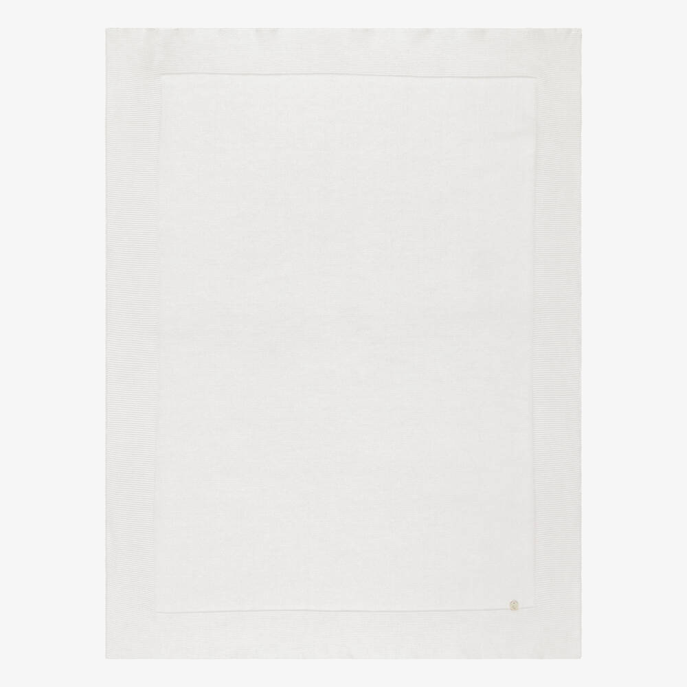 PAZ Rodríguez-White Cotton Knit Baby Blanket (94cm) | Childrensalon