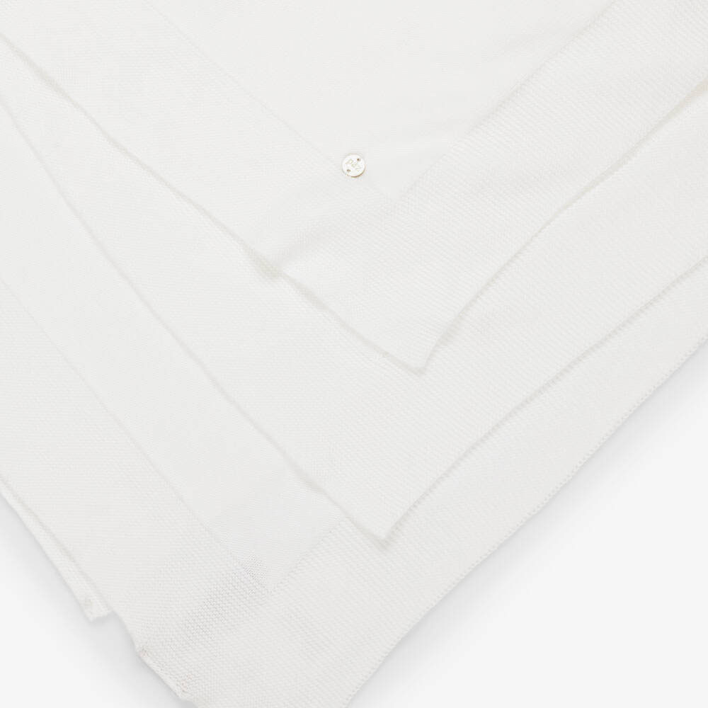 PAZ Rodríguez-White Cotton Knit Baby Blanket (94cm) | Childrensalon
