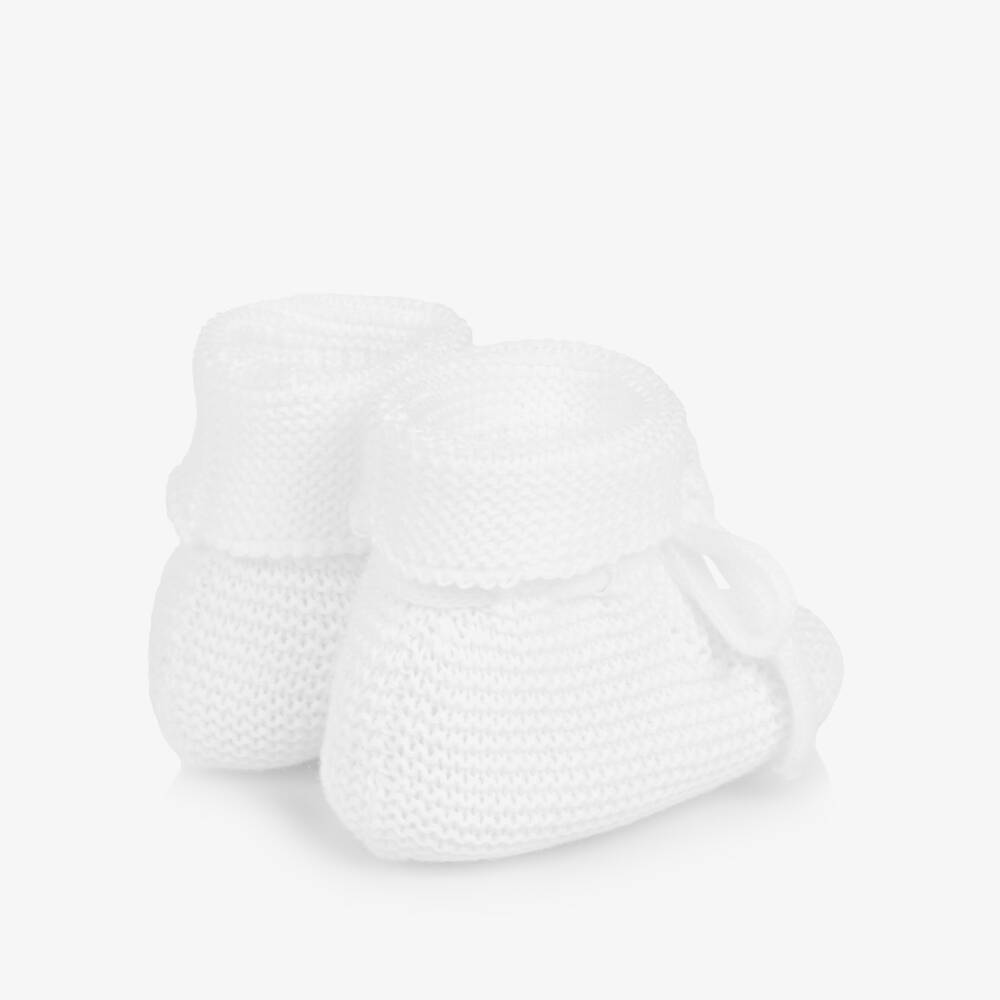 PAZ Rodríguez-White Knitted Cotton Baby Booties | Childrensalon