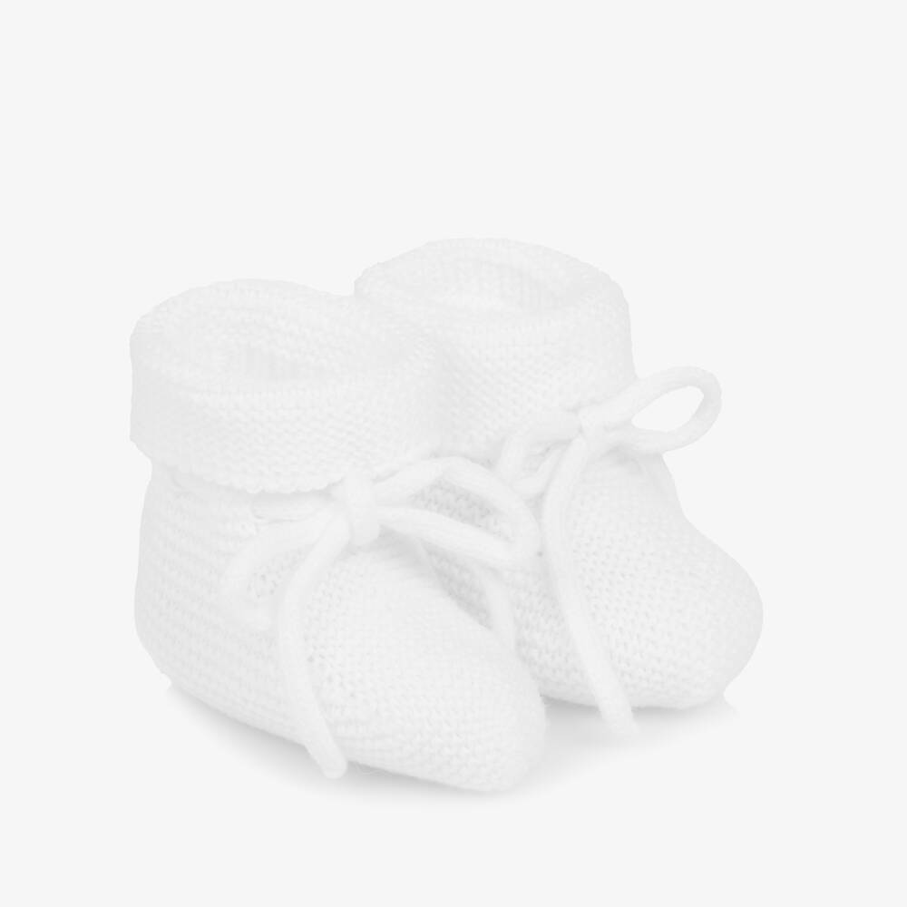 PAZ Rodríguez-White Knitted Cotton Baby Booties | Childrensalon