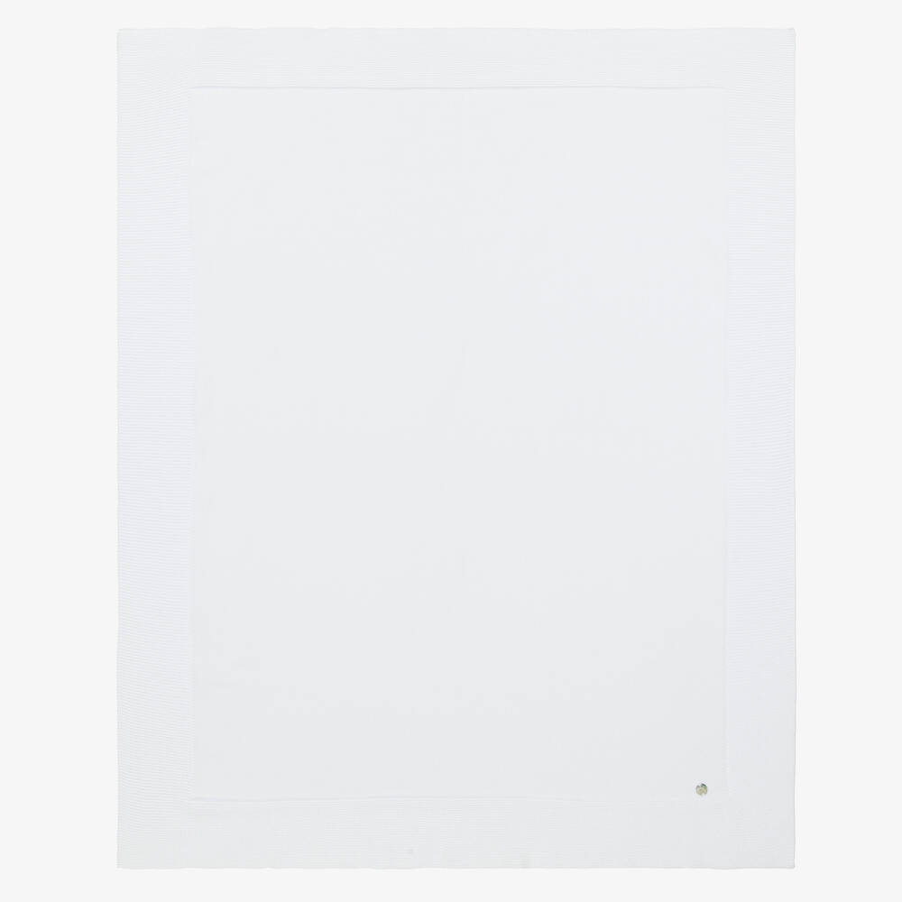 PAZ Rodríguez-بطانية قطن عضوي محبوك لون أبيض للأطفال (98 سم) | Childrensalon