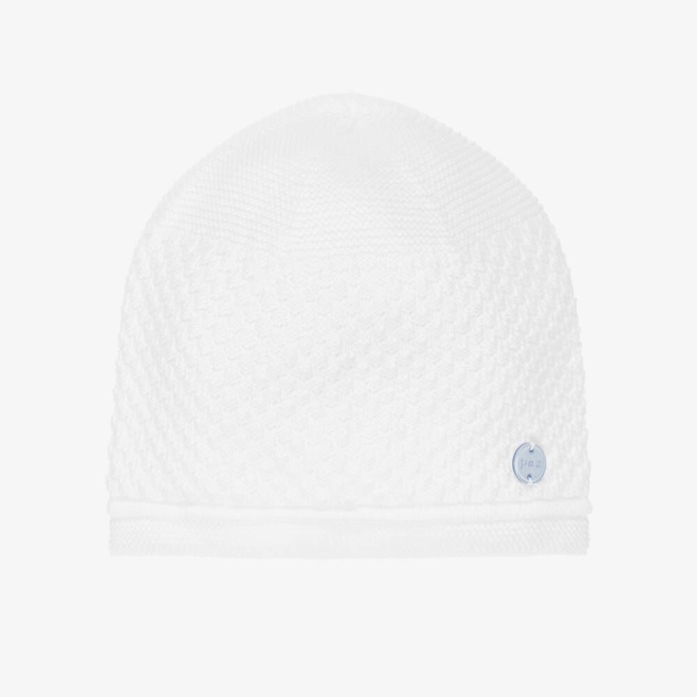 PAZ Rodríguez-White Patterned Knit Baby Hat | Childrensalon