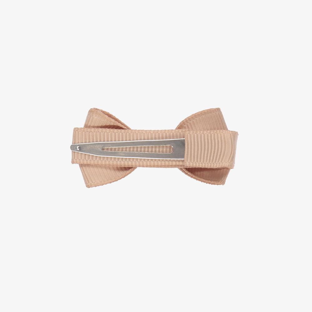 Peach Ribbons-Beige Bow Hair Clip (4.5cm) | Childrensalon