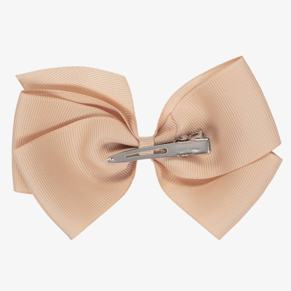 Peach Ribbons-Бежевая заколка-бантик (12см) | Childrensalon
